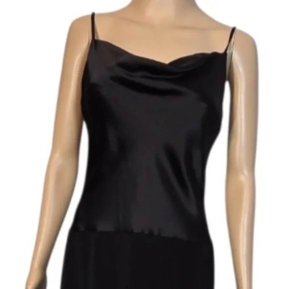 Tahari Dress Evening Drop Waist Cowl Neck Spagetti Strap Black Women Size 8 - Picture 2 of 16